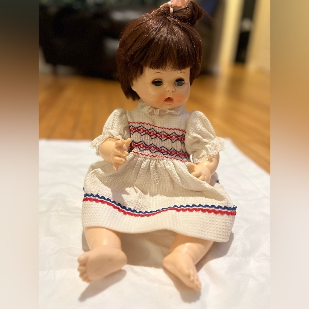 Vintage 1968 Affanbee Doll Rare Brown Hair Red Cheeks 18” Long